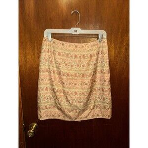 Talbots Womens Beige Floral Mini Skirt Size 12P 100% Silk